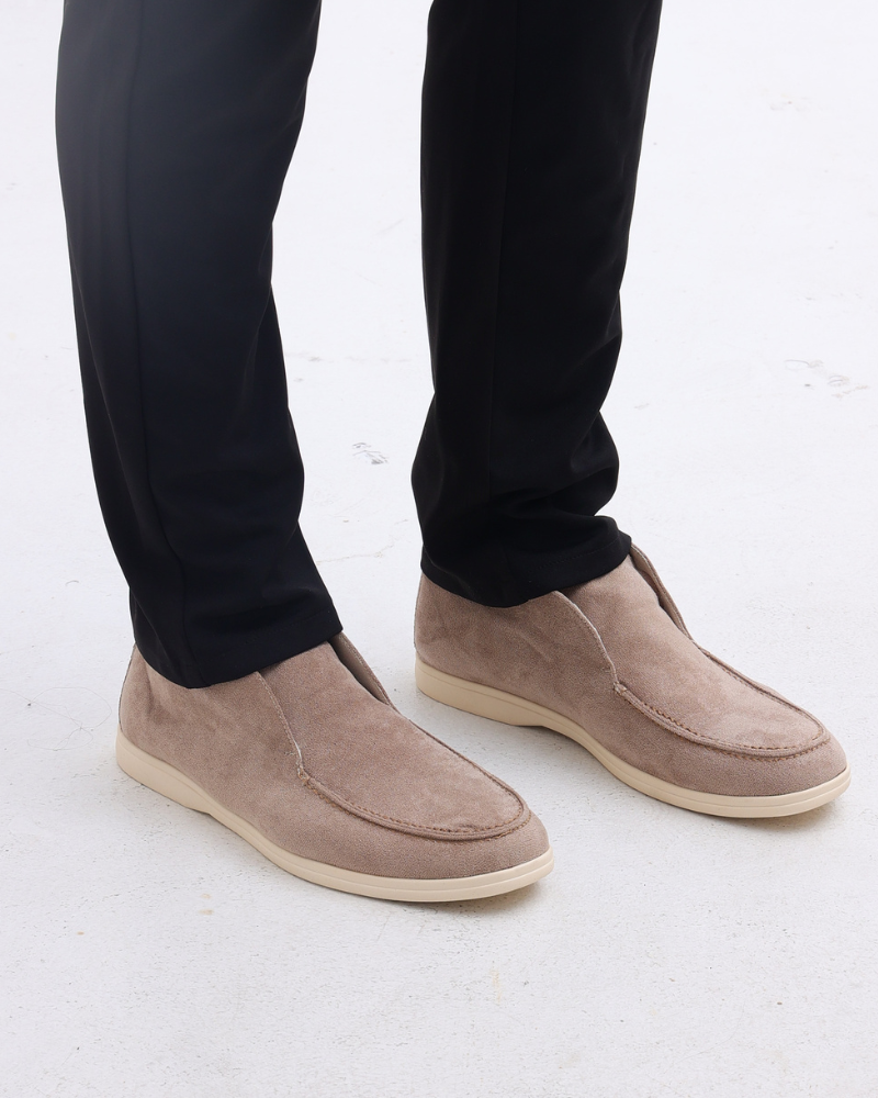 Men's High-Cut Slip-On Suede Loafers | Smart Casual Dress Shoes