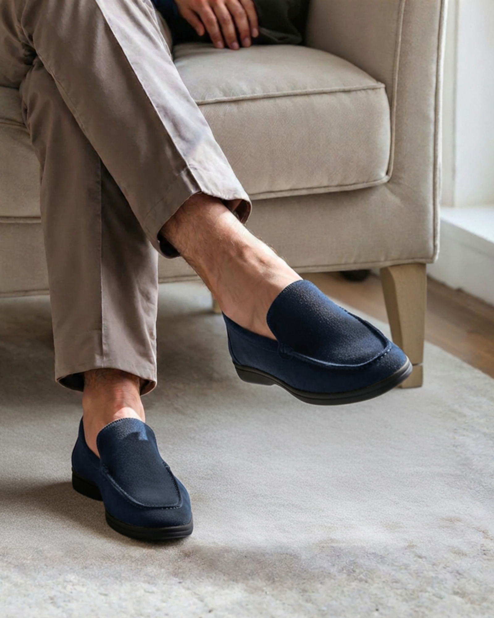 Men's Suede Loafers | Contrast Black Sole Slip-On Shoes