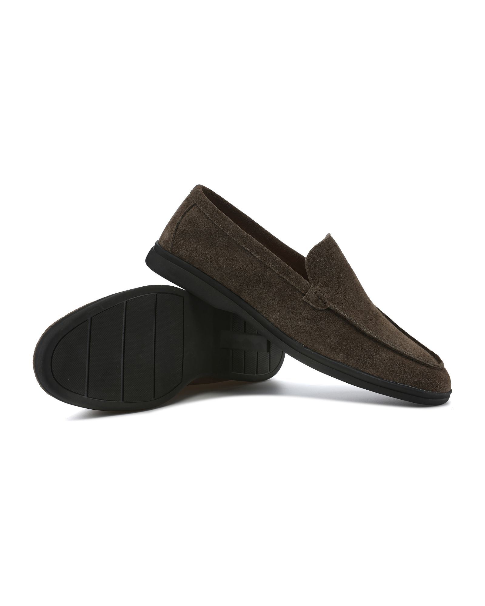 Men's Suede Loafers | Contrast Black Sole Slip-On Shoes