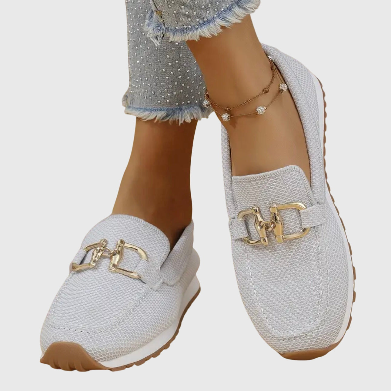 Women's Orthopedic Loafers | Cushioned Gold Hardware Slip-On Shoes