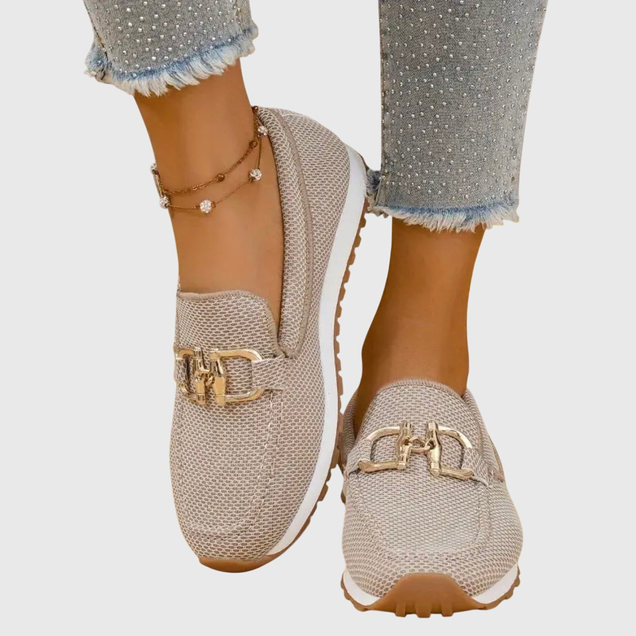 Women's Orthopedic Loafers | Cushioned Gold Hardware Slip-On Shoes