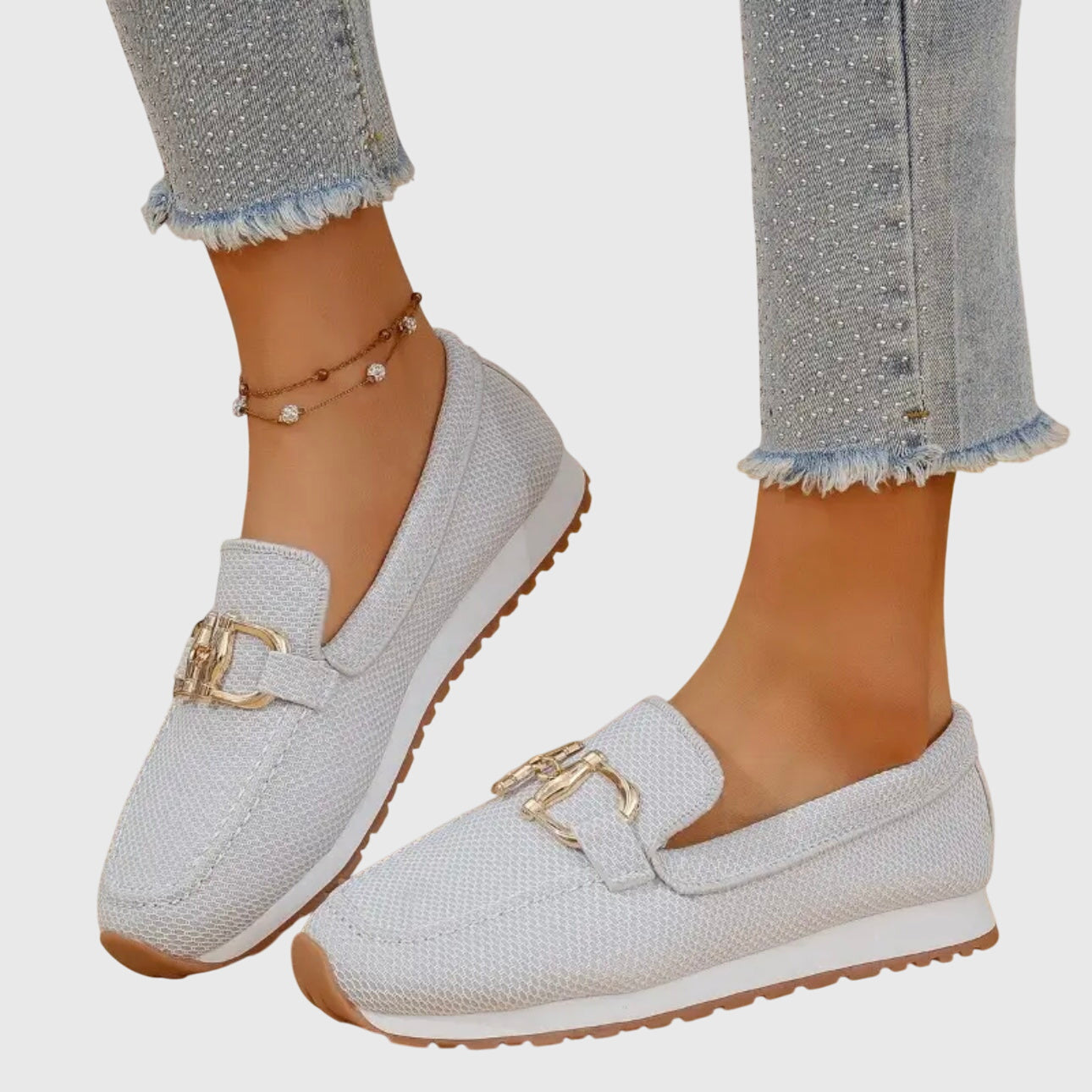 Women's Orthopedic Loafers | Cushioned Gold Hardware Slip-On Shoes