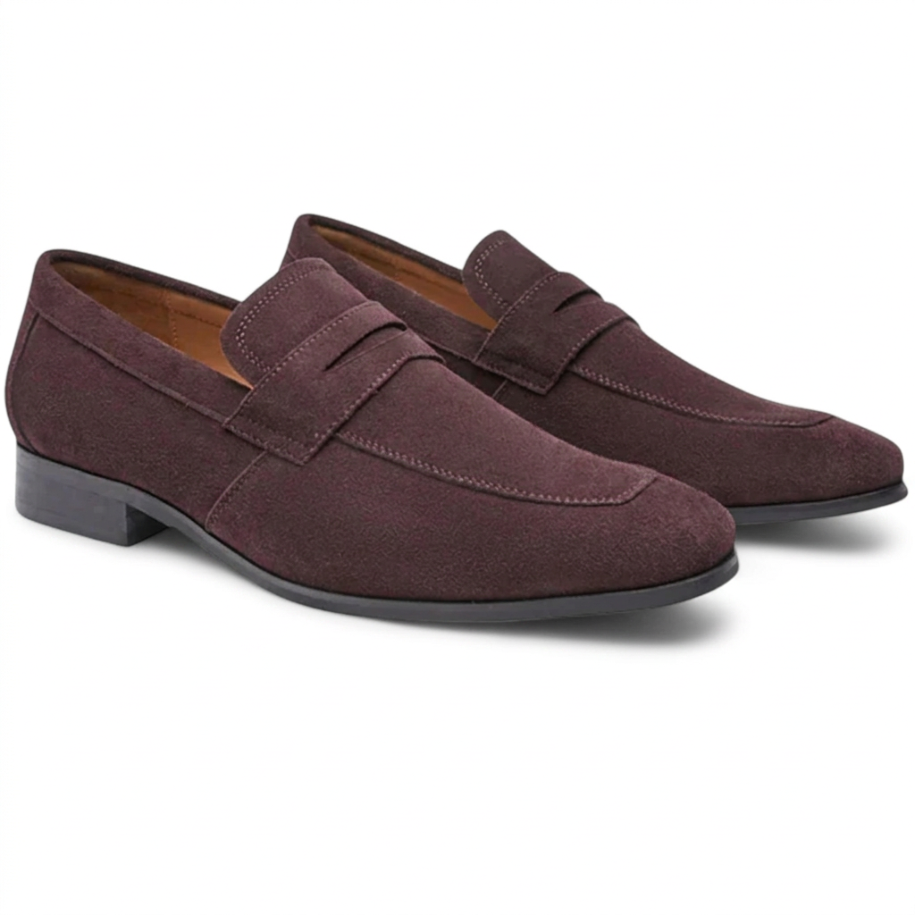 Men's Suede Penny Loafers | Classic Slip-On Dress Shoes