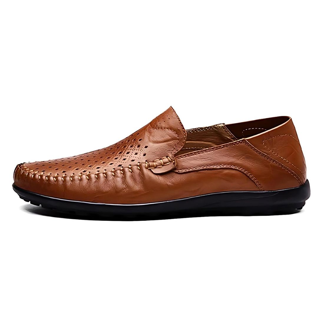 Men's Genuine Leather Loafers | Breathable Perforated Casual Dress Shoes