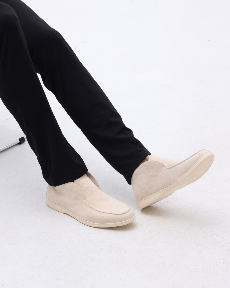 Men's High-Cut Slip-On Suede Loafers | Smart Casual Dress Shoes