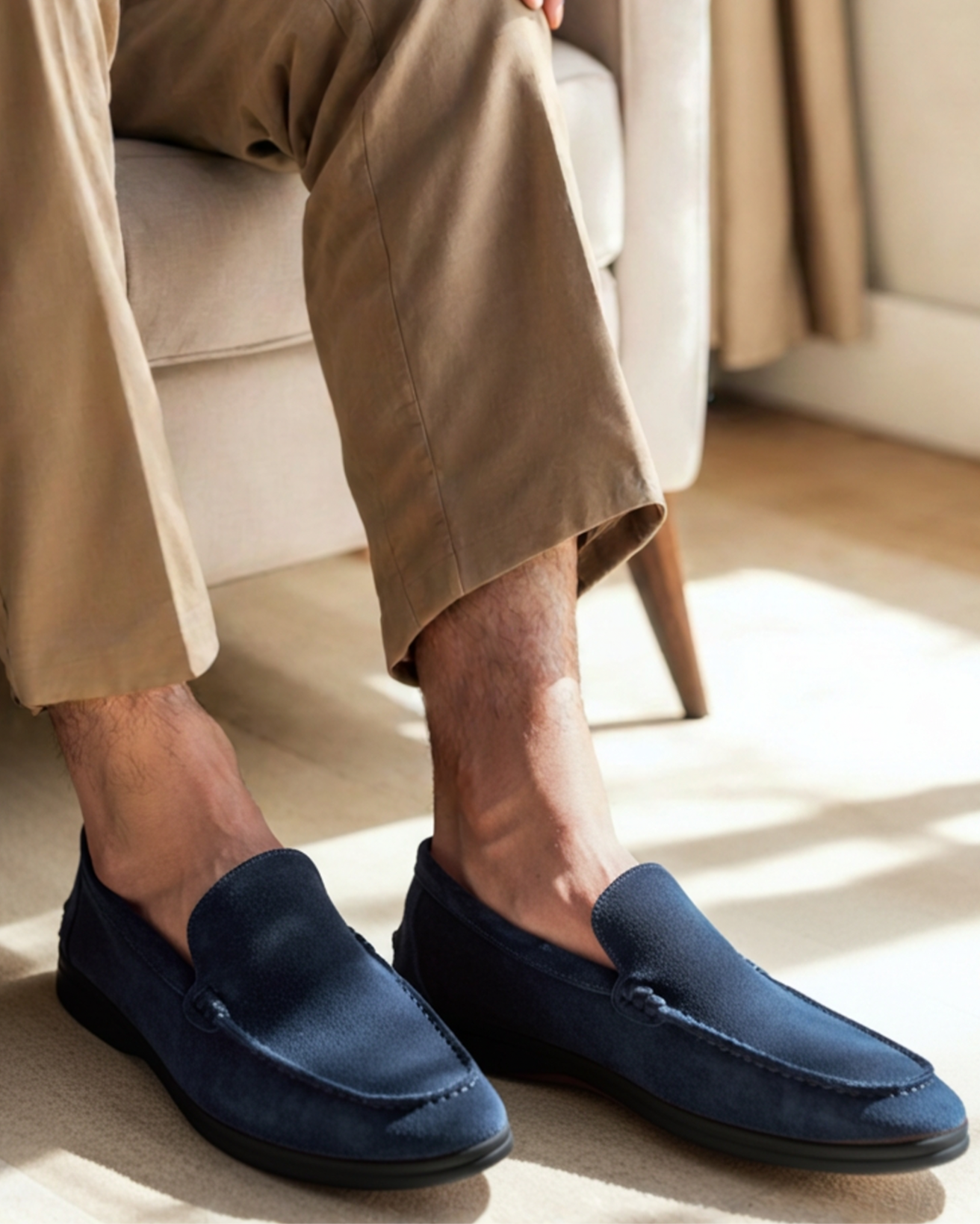 Men's Suede Loafers | Contrast Black Sole Slip-On Shoes
