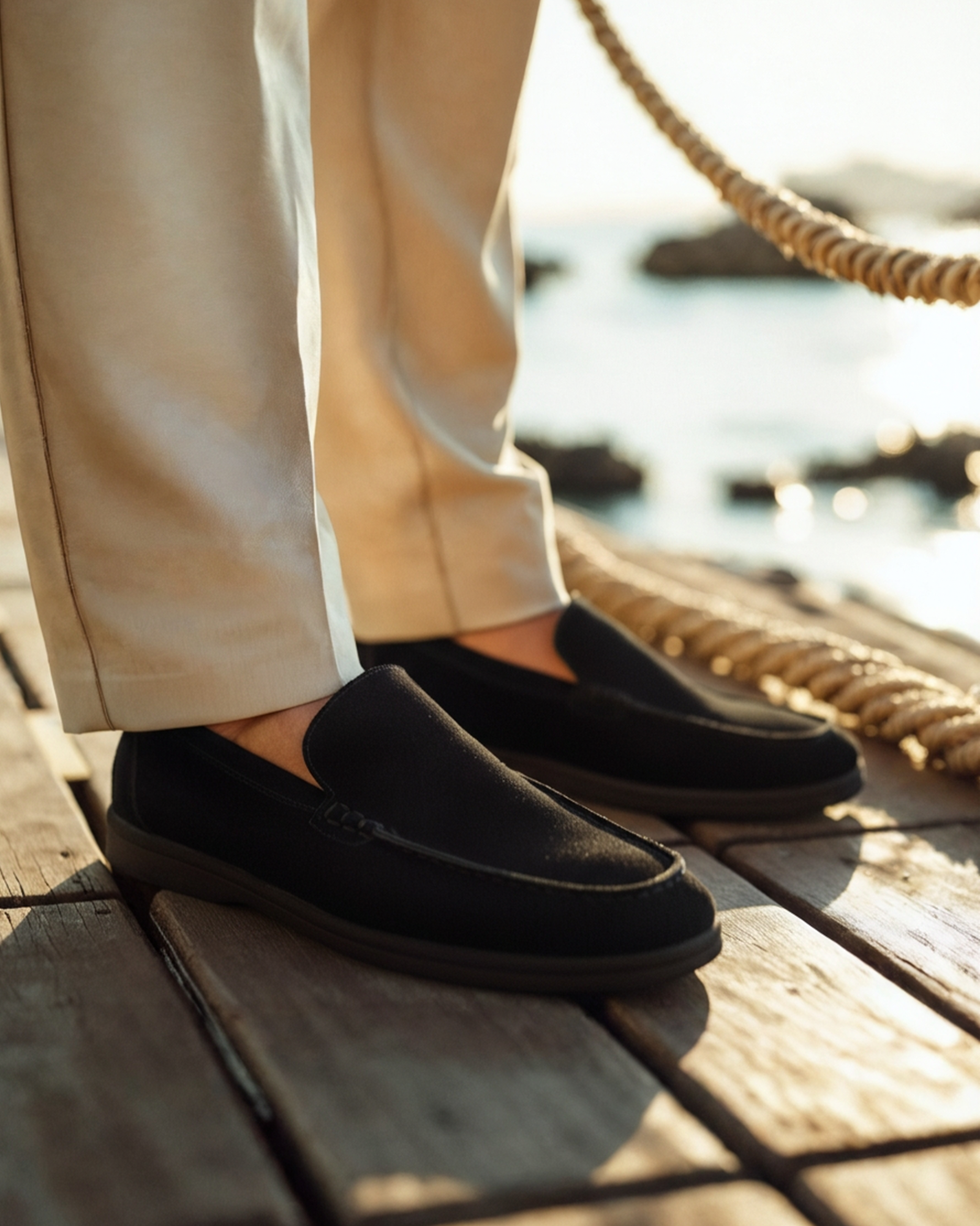 Men's Suede Loafers | Contrast Black Sole Slip-On Shoes