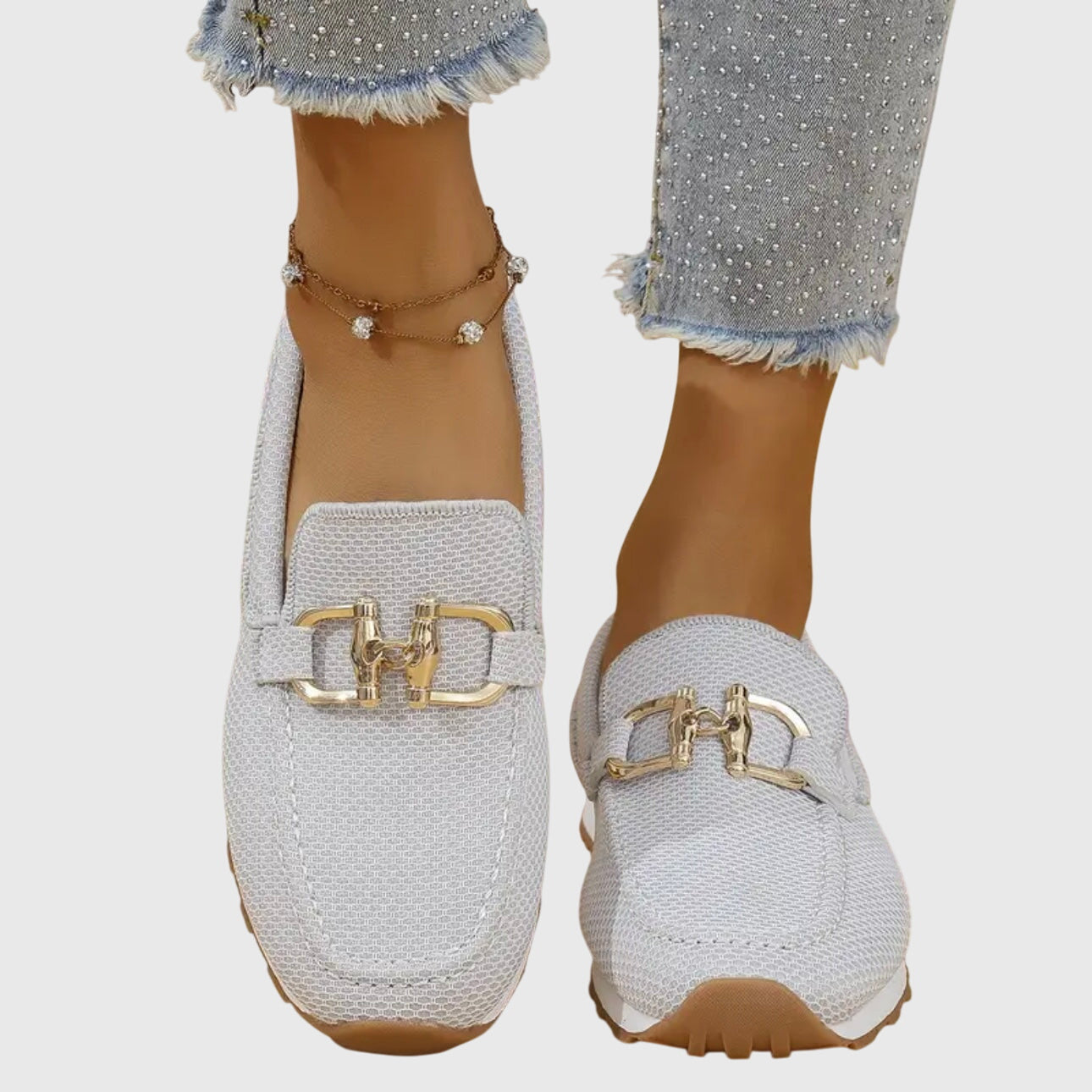 Women's Orthopedic Loafers | Cushioned Gold Hardware Slip-On Shoes