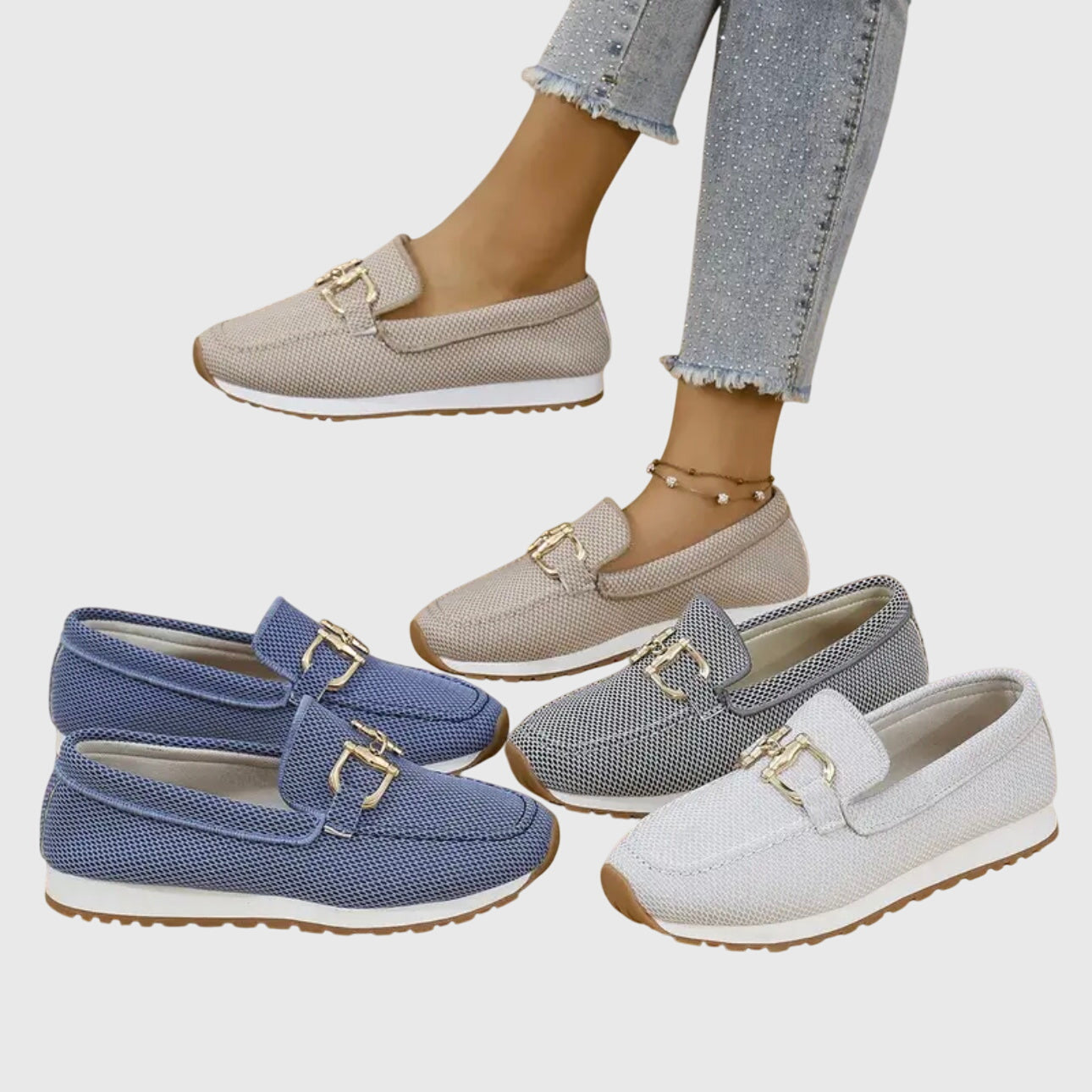 Women's Orthopedic Loafers | Cushioned Gold Hardware Slip-On Shoes